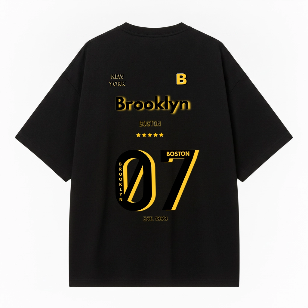 Brooklyn 07 White Oversized Graphic T-Shirt Black Brooklyn 07 White Oversized Graphic T-Shirt Black