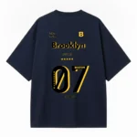 Brooklyn 07 White Oversized Graphic T-Shirt Navy