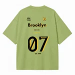 Brooklyn 07 White Oversized Graphic T-Shirt Olive