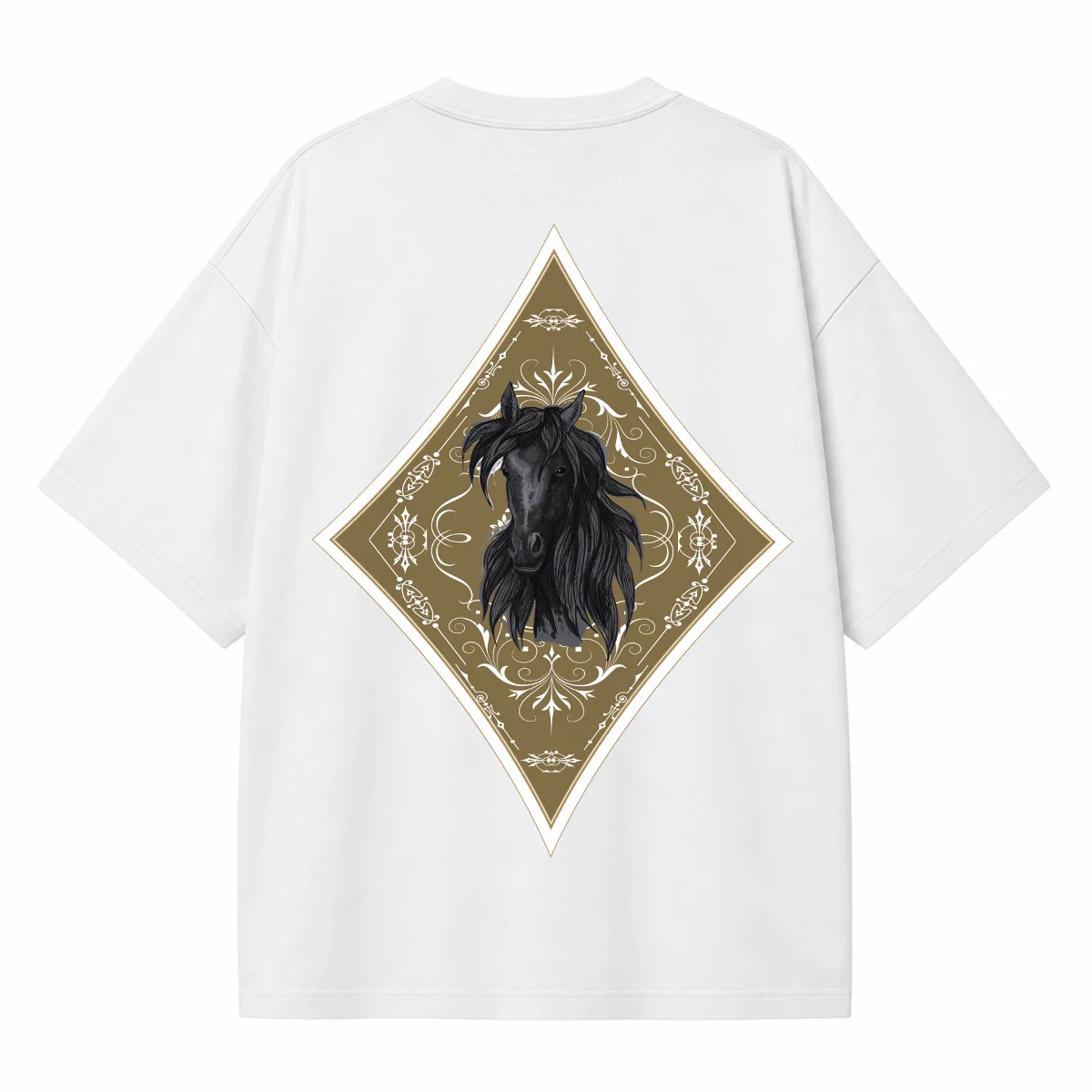 Black Horse Diamond White Oversized Tee Black Horse Diamond White Oversized Tee